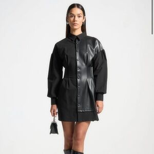 Manier DeVoir half leather shirt dress